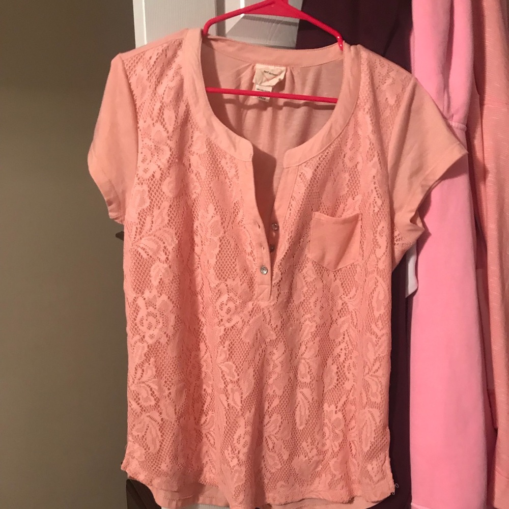 Coral lace shirt